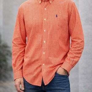 Ralph Lauren Check Button Down Long Sleeve White and Orange  XXL Shirt